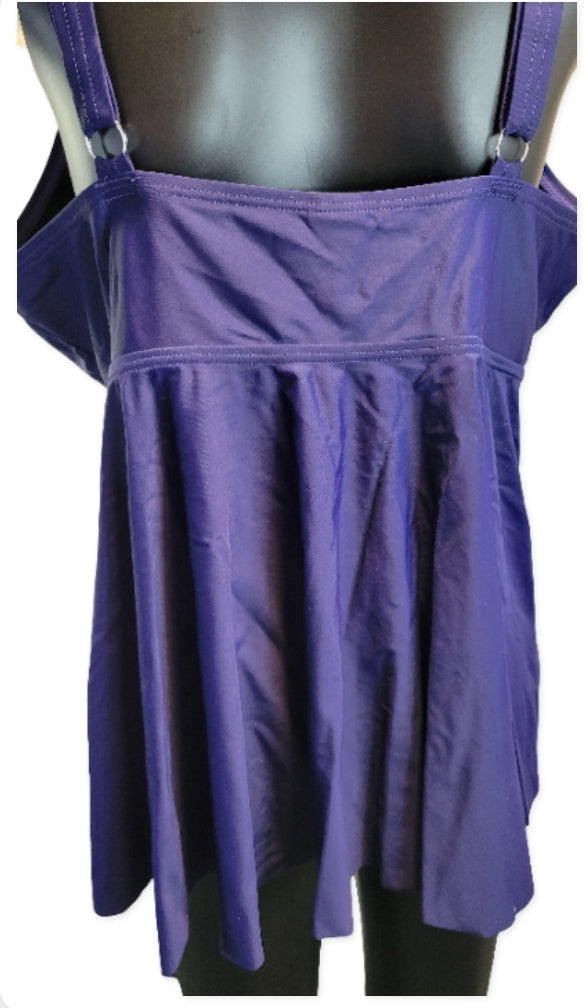 BLOOMCHIC PLUS SIZE True Blue Cover Up Ruffle Tunic Tankini Bathing Suit TOP Mint Condition