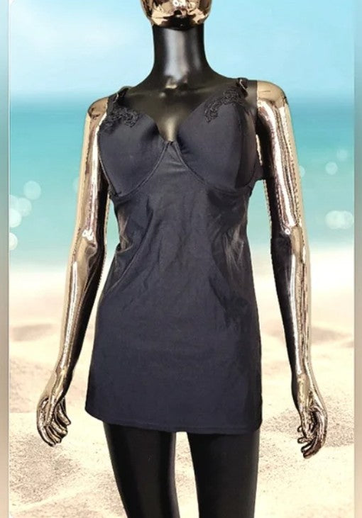 GORGEOUS PLUS SIZED BLACK TANKINI SWIM TOP EXTRA LONG! MINT CONDITION!