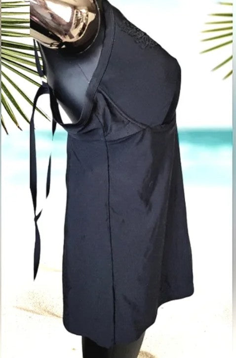 GORGEOUS PLUS SIZED BLACK TANKINI SWIM TOP EXTRA LONG! MINT CONDITION!