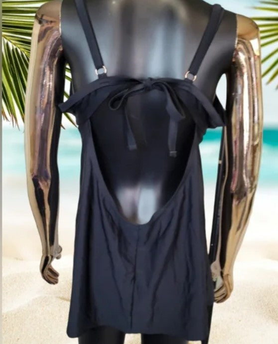GORGEOUS PLUS SIZED BLACK TANKINI SWIM TOP EXTRA LONG! MINT CONDITION!