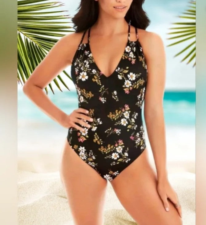 Cute Beach Betty Miracle Brands Floral Slim One Piece Swimsuit Mint Condition!