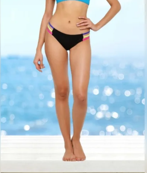 OP OCEAN PACIFIC Beach Babe-Multi Color-String BLACK Bikini SWIM Bottom NWT