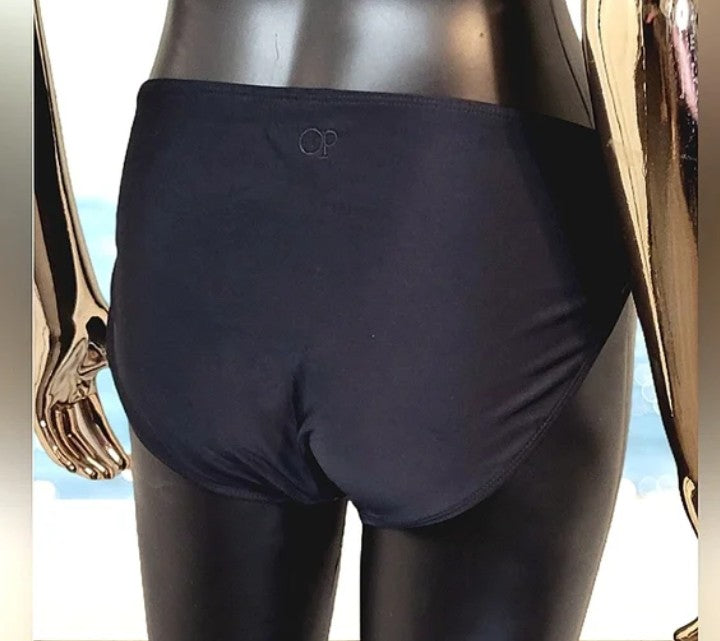 OP OCEAN PACIFIC Beach Babe-Multi Color-String BLACK Bikini SWIM Bottom NWT