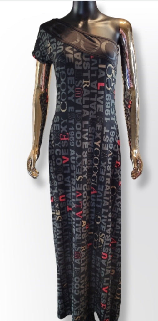 90s COOGIE NAME BRAND Throwback One Shoulder MAXI DRESS Lightweight Breathable