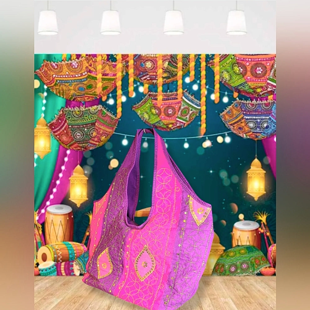 UNIQUE HAND MADE HOBO ✨ Boho Sunset Nomad Tote 🌺 Embroidered Gypsy Festival Bag Hand Crafted