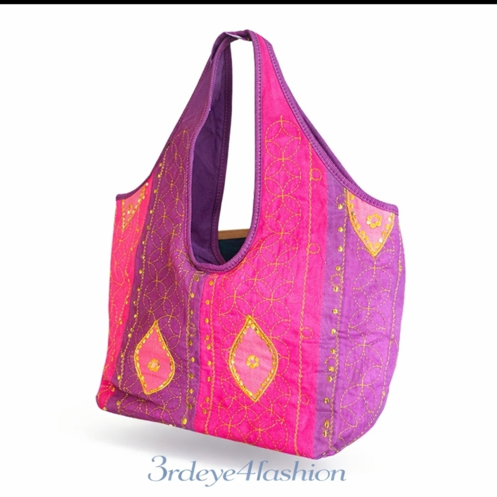 UNIQUE HAND MADE HOBO ✨ Boho Sunset Nomad Tote 🌺 Embroidered Gypsy Festival Bag Hand Crafted