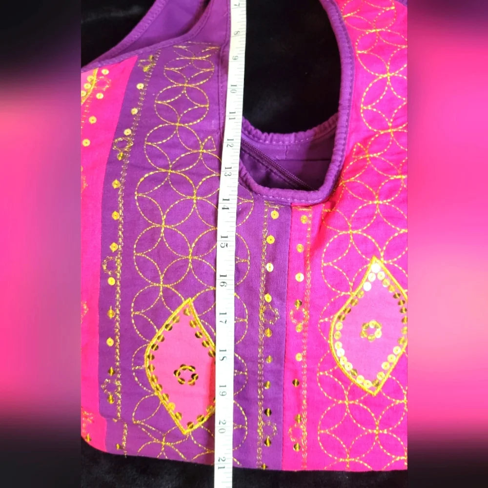 UNIQUE HAND MADE HOBO ✨ Boho Sunset Nomad Tote 🌺 Embroidered Gypsy Festival Bag Hand Crafted
