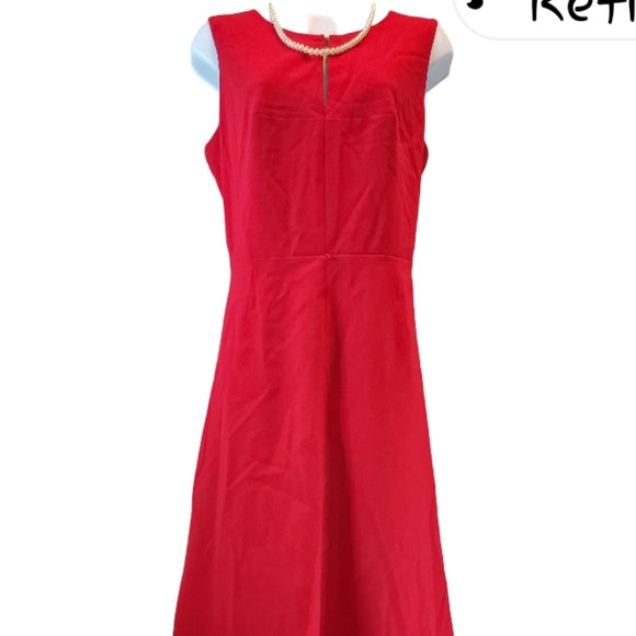 CALVIN KLEIN ❤️ Classic Red Midi Dress Sz 12 Work to Evening Elegance ✨🔥 Calvin Klein