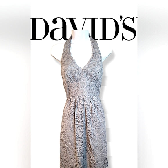 NWT David’s Bridal Lace Halter Dress 🤍 Beach Wedding • Bridesmaid