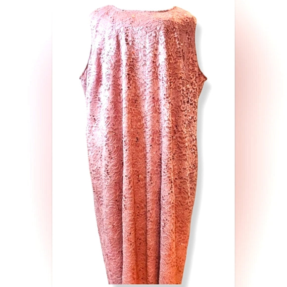 ✨ Plus Size 28W Blush Lace Formal Dress & Matching Duster Set 💗