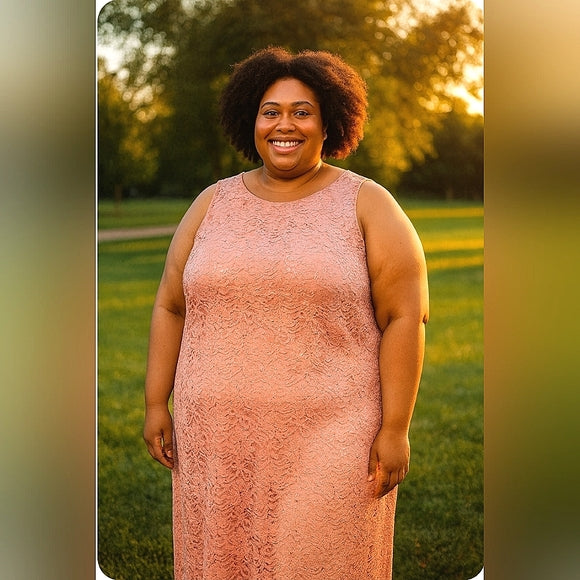 ✨ Plus Size 28W Blush Lace Formal Dress & Matching Duster Set 💗