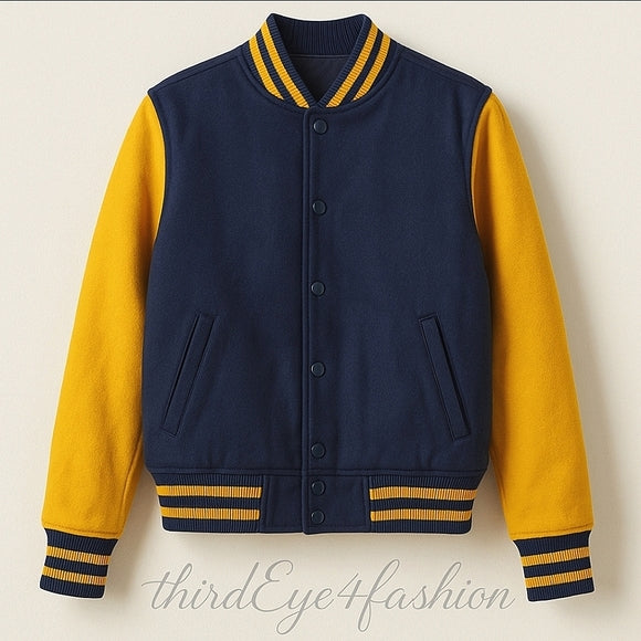 MOSSIMO XXL LETTERMAN JACKET 💛💙 Vintage Varsity Vibes Wool Bomber Coat