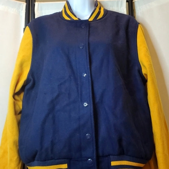 MOSSIMO XXL LETTERMAN JACKET 💛💙 Vintage Varsity Vibes Wool Bomber Coat