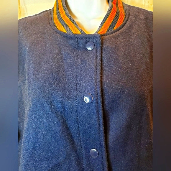 MOSSIMO XXL LETTERMAN JACKET 💛💙 Vintage Varsity Vibes Wool Bomber Coat
