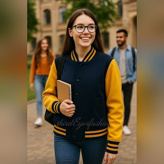 MOSSIMO XXL LETTERMAN JACKET 💛💙 Vintage Varsity Vibes Wool Bomber Coat