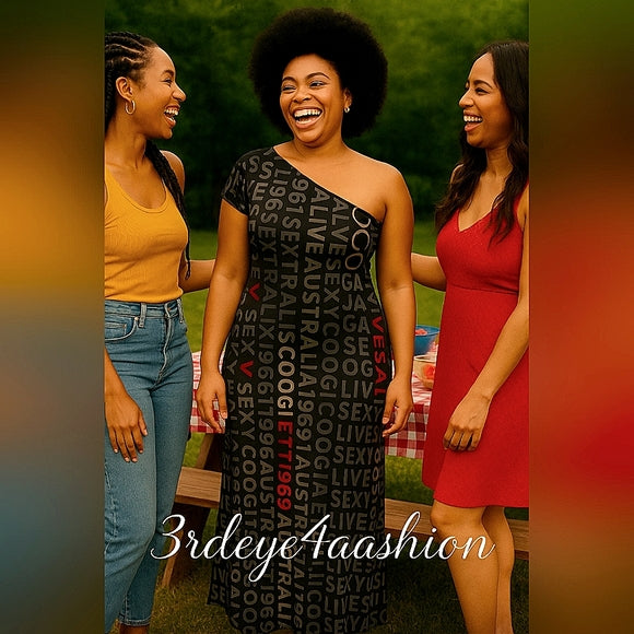 90s ✨ COOGI Australia One Shoulder Logo Maxi Dress Size M ✨