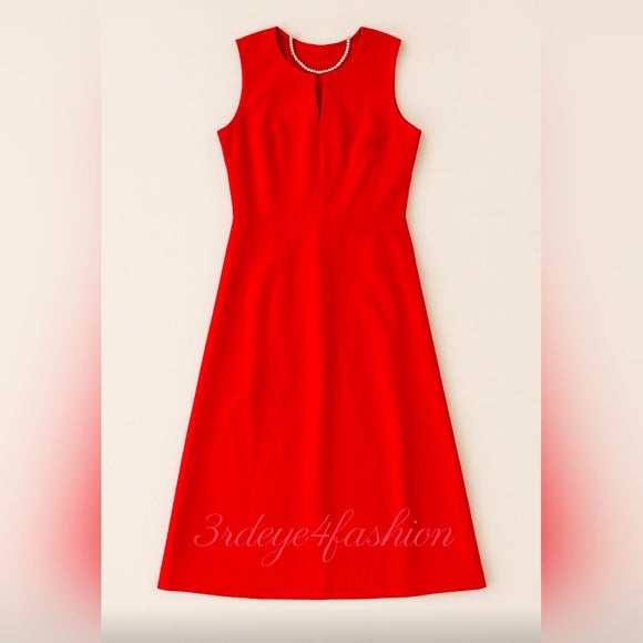 CALVIN KLEIN ❤️ Classic Red Midi Dress Sz 12 Work to Evening Elegance ✨🔥 Calvin Klein