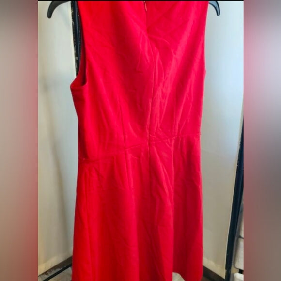 CALVIN KLEIN ❤️ Classic Red Midi Dress Sz 12 Work to Evening Elegance ✨🔥 Calvin Klein