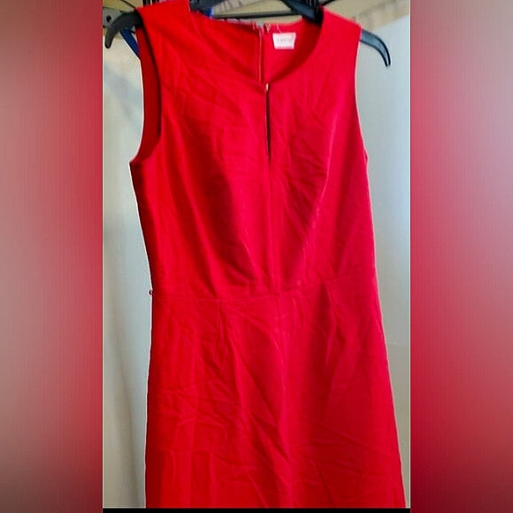 CALVIN KLEIN ❤️ Classic Red Midi Dress Sz 12 Work to Evening Elegance ✨🔥 Calvin Klein