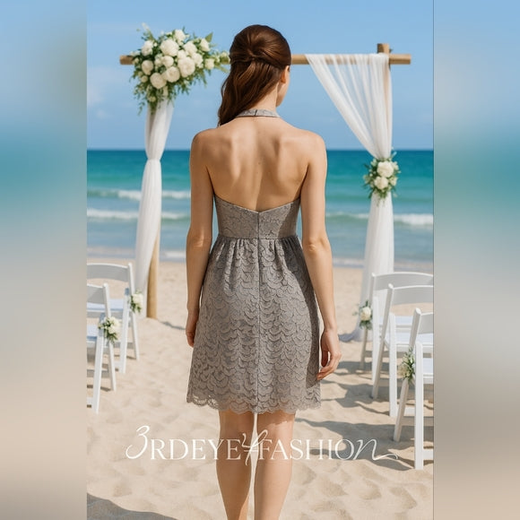 NWT David’s Bridal Lace Halter Dress 🤍 Beach Wedding • Bridesmaid