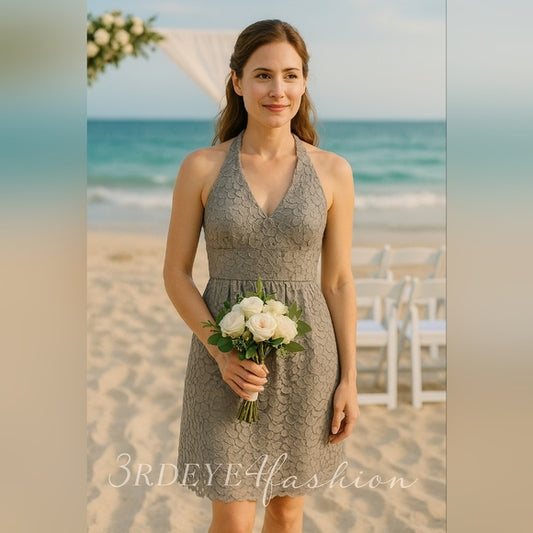 NWT David’s Bridal Lace Halter Dress 🤍 Beach Wedding • Bridesmaid