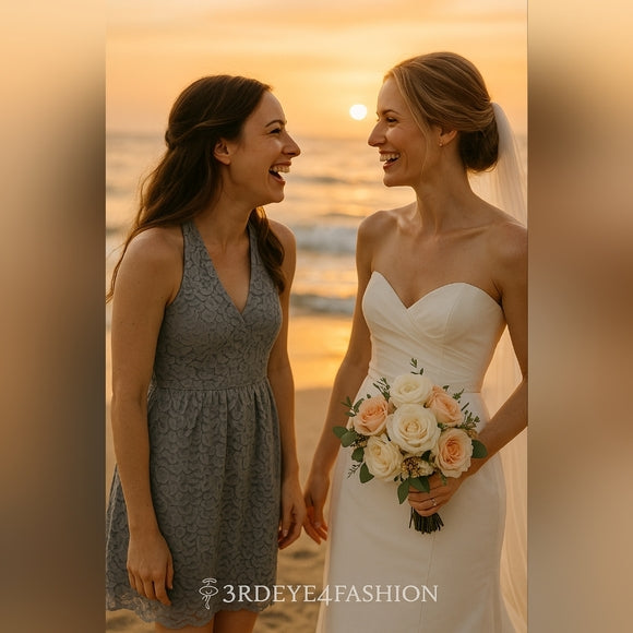 NWT David’s Bridal Lace Halter Dress 🤍 Beach Wedding • Bridesmaid