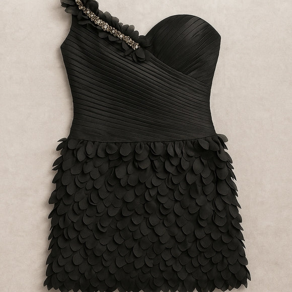 L.A. Couture Boutique ✨ One-Shoulder Black Formal Cocktail Mini Dress NWT ✨