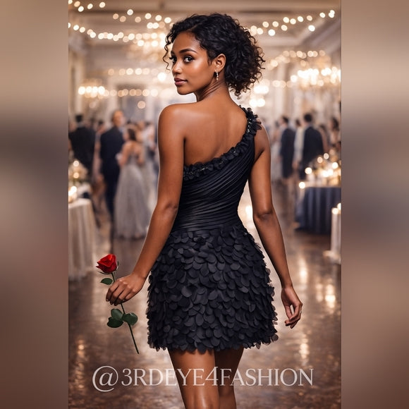 L.A. Couture Boutique ✨ One-Shoulder Black Formal Cocktail Mini Dress NWT ✨