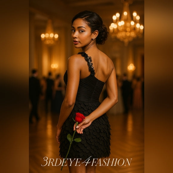 L.A. Couture Boutique ✨ One-Shoulder Black Formal Cocktail Mini Dress NWT ✨