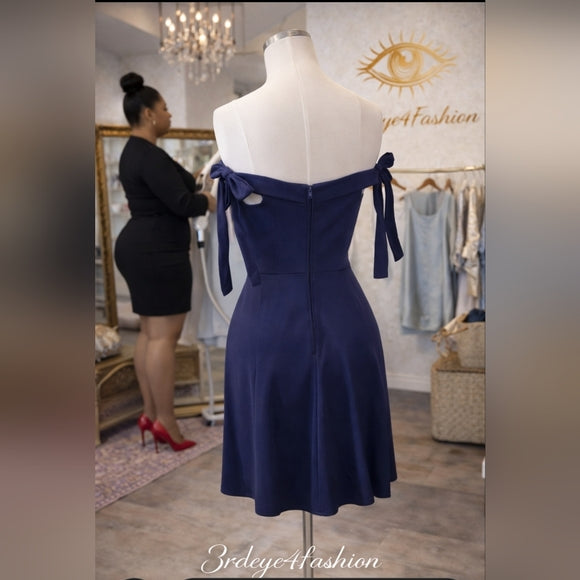 💙 Off-Shoulder Fit & Flare Mini Dress | Petite Juniors Cocktail Party 🎉✨