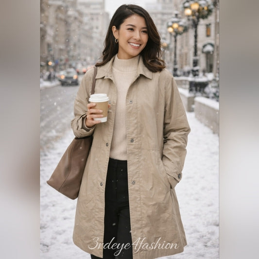 Vintage London Fog Beige Trench Coat Classic Straight Cut Cold Weather Chic 🧥✨