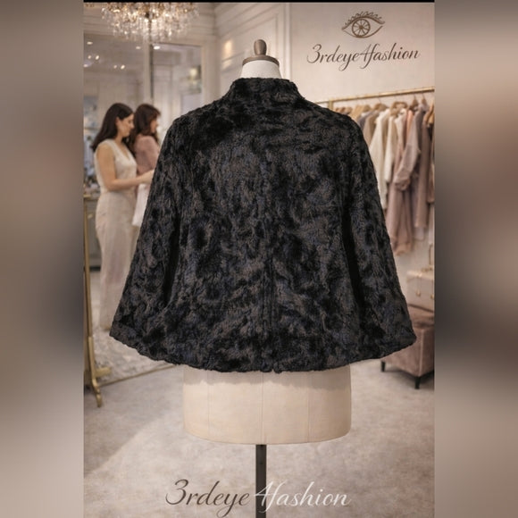 🖤 Vintage Black Faux Fur Stole Capelet ✨ Date Night Glam 🖤 Alden