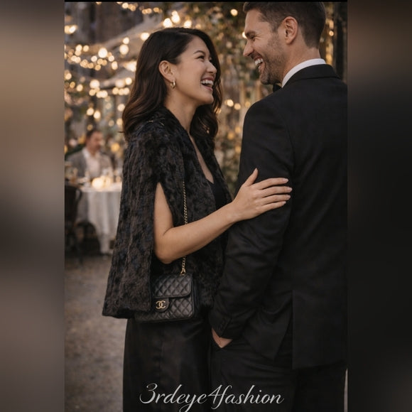 🖤 Vintage Black Faux Fur Stole Capelet ✨ Date Night Glam 🖤 Alden
