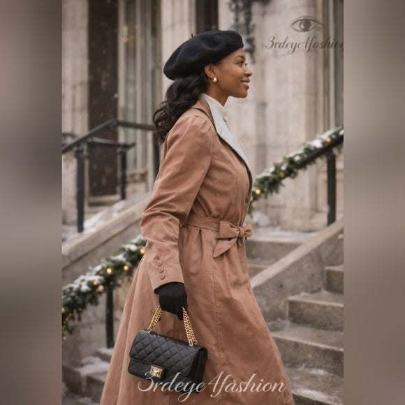 CLASSIC VINTAGE *RARE* ✨ Casper Dusty Rose Trench Coat Chic Winter Class