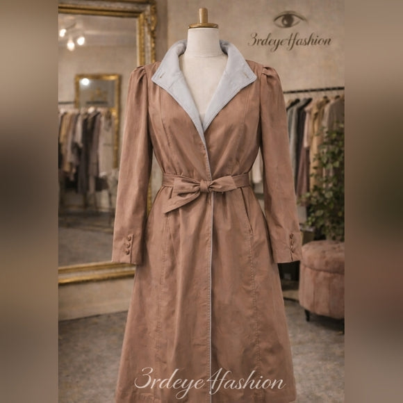 CLASSIC VINTAGE *RARE* ✨ Casper Dusty Rose Trench Coat Chic Winter Class