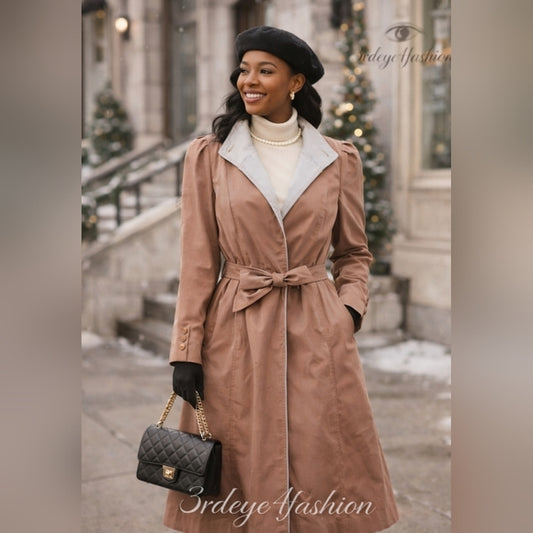 CLASSIC VINTAGE *RARE* ✨ Casper Dusty Rose Trench Coat Chic Winter Class