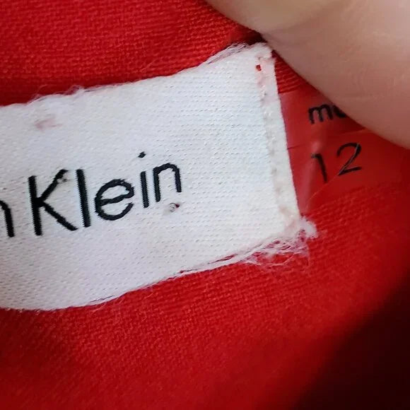 CALVIN KLEIN ❤️ Classic Red Midi Dress Sz 12 Work to Evening Elegance ✨🔥 Calvin Klein