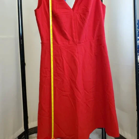 CALVIN KLEIN ❤️ Classic Red Midi Dress Sz 12 Work to Evening Elegance ✨🔥 Calvin Klein