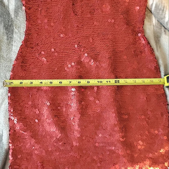 Vintage Luxe Carmen Marc Valvo Red Sequin Cocktail Mini Dress ✨🔥 Holiday Glam