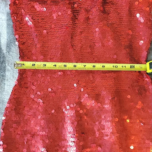 Vintage Luxe Carmen Marc Valvo Red Sequin Cocktail Mini Dress ✨🔥 Holiday Glam