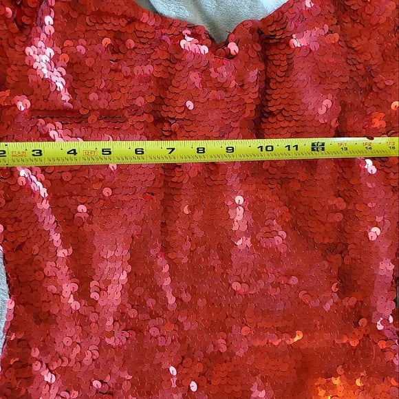 Vintage Luxe Carmen Marc Valvo Red Sequin Cocktail Mini Dress ✨🔥 Holiday Glam
