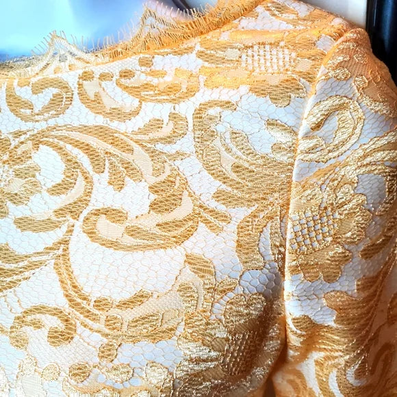 ✨ VINTAGE GOLD BROCADE LACE MINI DRESS ✨