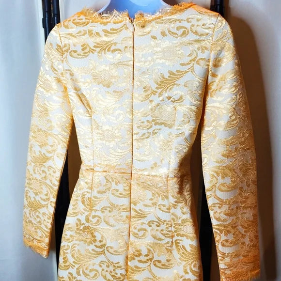 ✨ VINTAGE GOLD BROCADE LACE MINI DRESS ✨