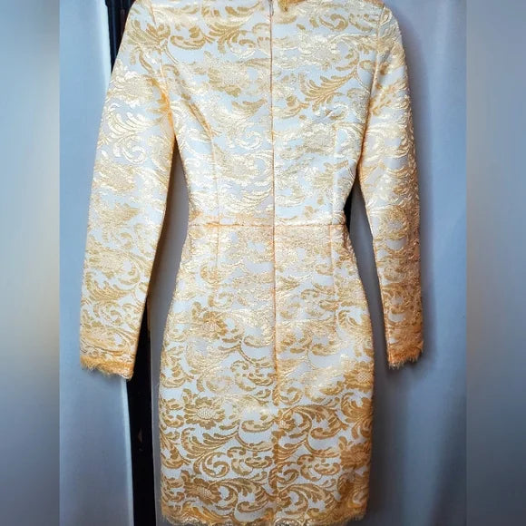 ✨ VINTAGE GOLD BROCADE LACE MINI DRESS ✨