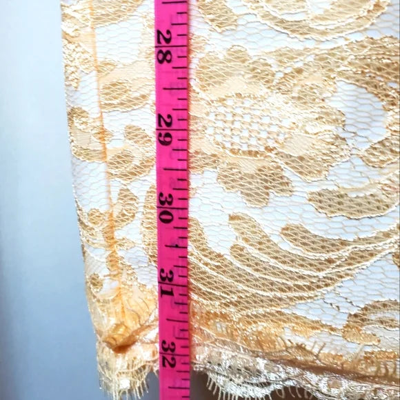 ✨ VINTAGE GOLD BROCADE LACE MINI DRESS ✨