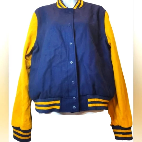 MOSSIMO XXL LETTERMAN JACKET 💛💙 Vintage Varsity Vibes Wool Bomber Coat