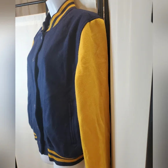 MOSSIMO XXL LETTERMAN JACKET 💛💙 Vintage Varsity Vibes Wool Bomber Coat