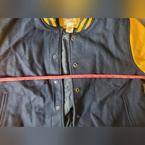 MOSSIMO XXL LETTERMAN JACKET 💛💙 Vintage Varsity Vibes Wool Bomber Coat