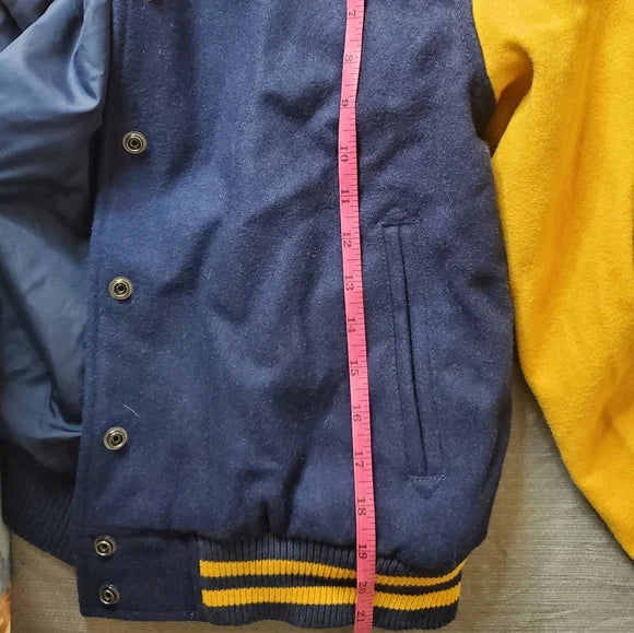 MOSSIMO XXL LETTERMAN JACKET 💛💙 Vintage Varsity Vibes Wool Bomber Coat