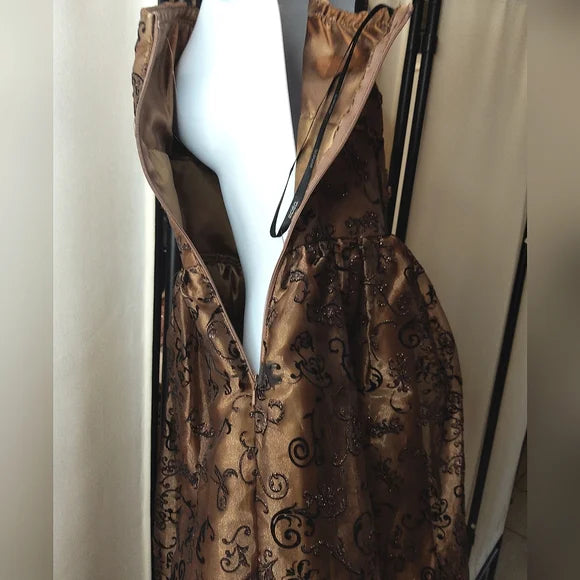 ✨ Juniors Handmade Bronze Flocked Dress Homecoming Party ✨